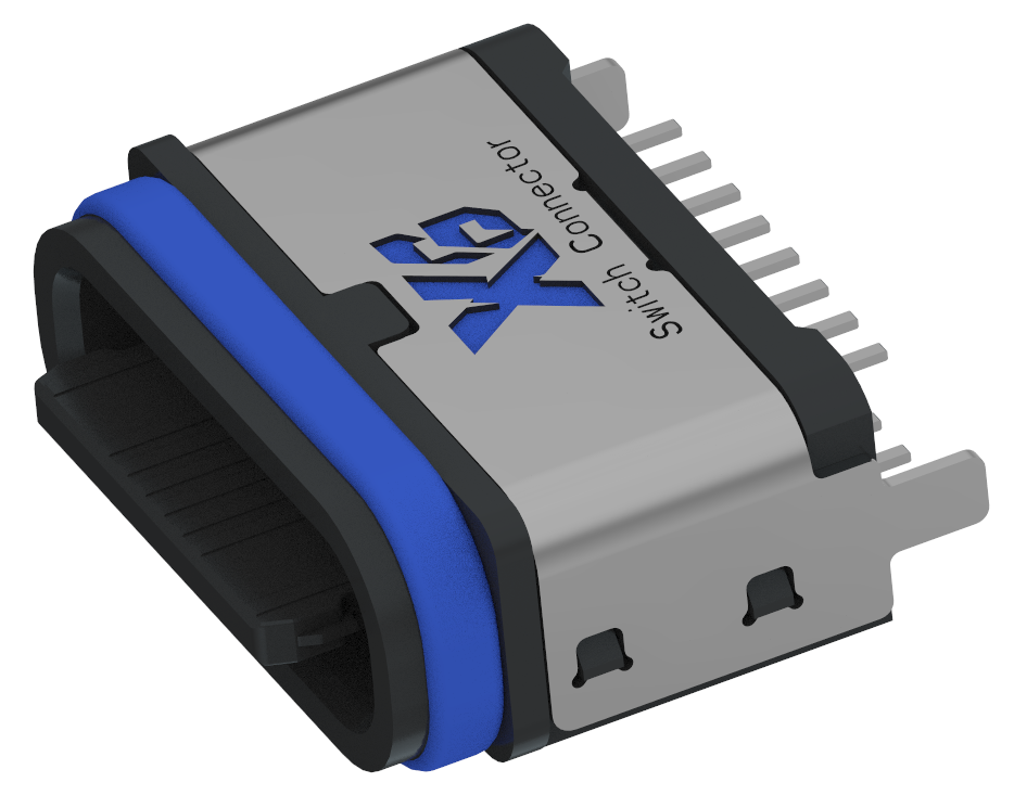 XB-ATCF-16-021 TYPE C 16P 防水母座立式插板 H=6.8mm(U型全塑款)